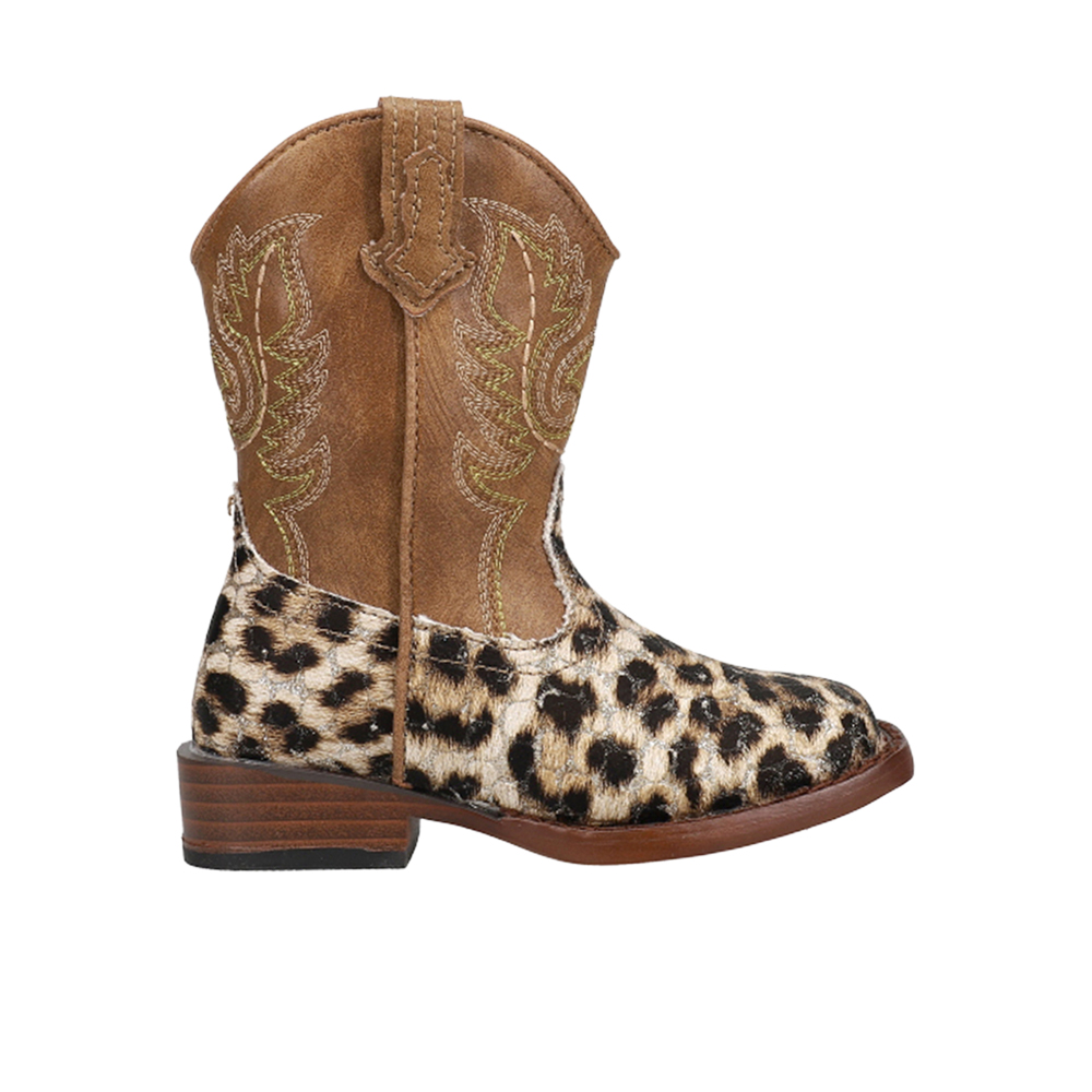 Roper Glitter Leopard Square Toe Cowboy Boots (Little Kid-Big Kid)