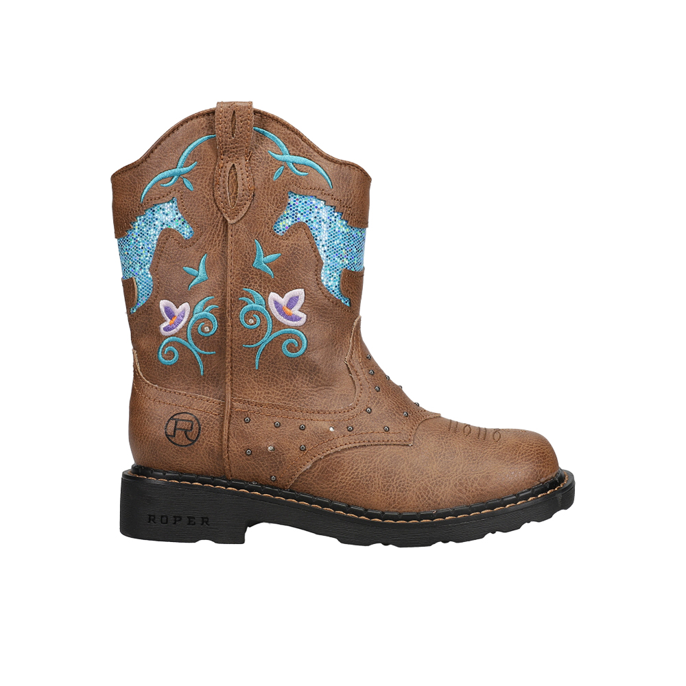 Roper Glitter Horse Round Toe Cowboy Boots (Little Kid-Big Kid)