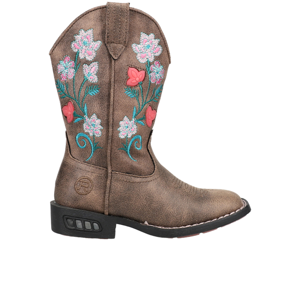 Roper Dazzle Floral Lights Square Toe Cowboy Boots (Little Kid-Big Kid)