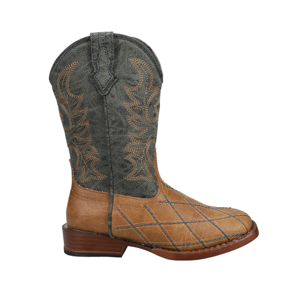 Roper Cross Cut Western Boots Tan- Boys- Size 1 M Roper Cross Cut Western Boots Tan- Boys- Size 1 M