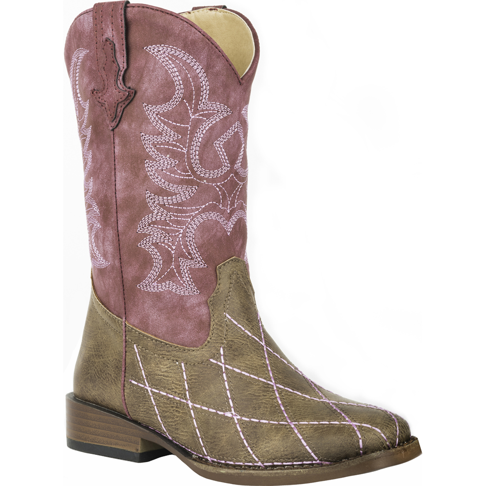 Roper Cross Cut Western Boots Brown- - Size 3 M Roper Cross Cut Western Boots Brown- - Size 3 M