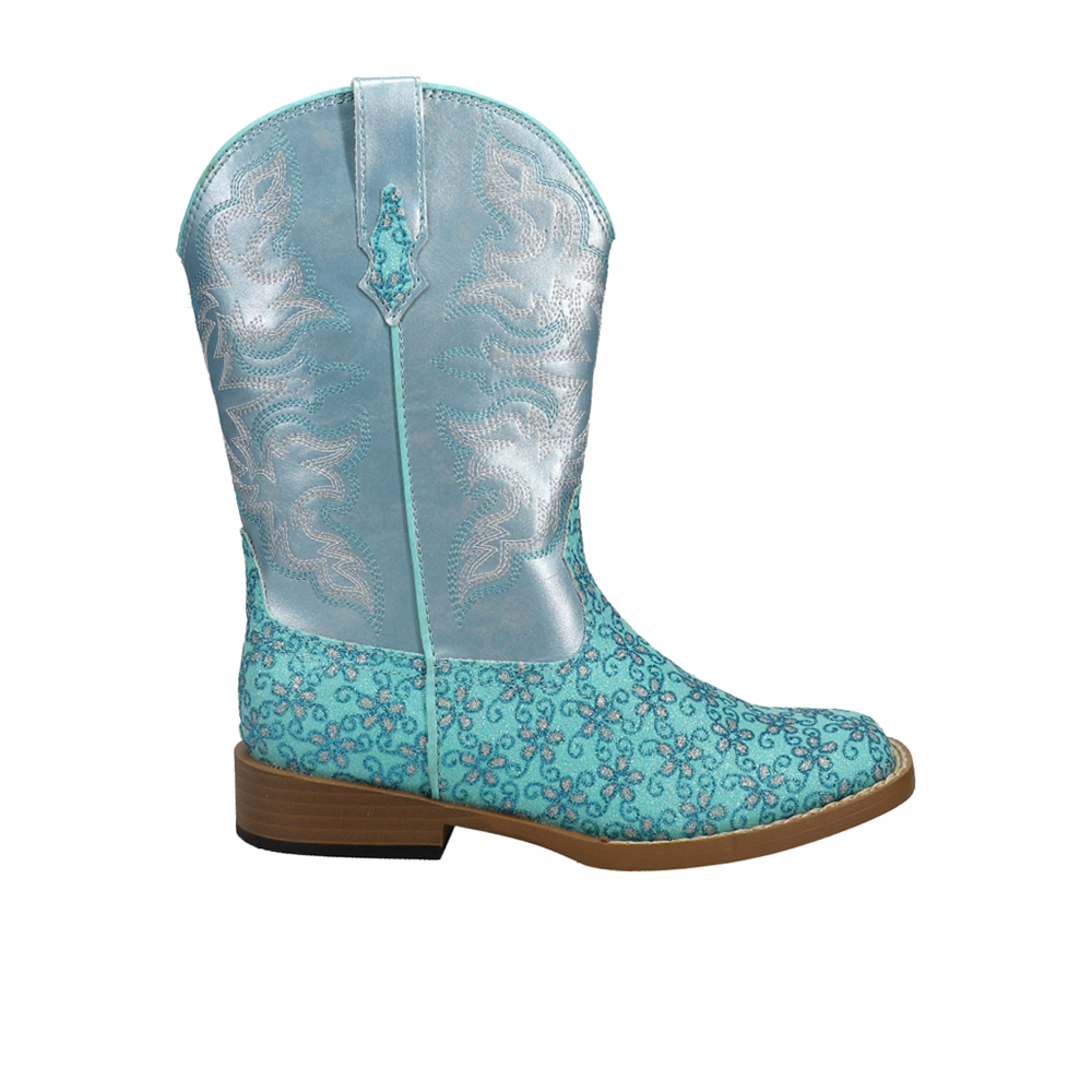 Roper Glittery Floral Square Toe Cowboy Boots (Little Kid-Big Kid)