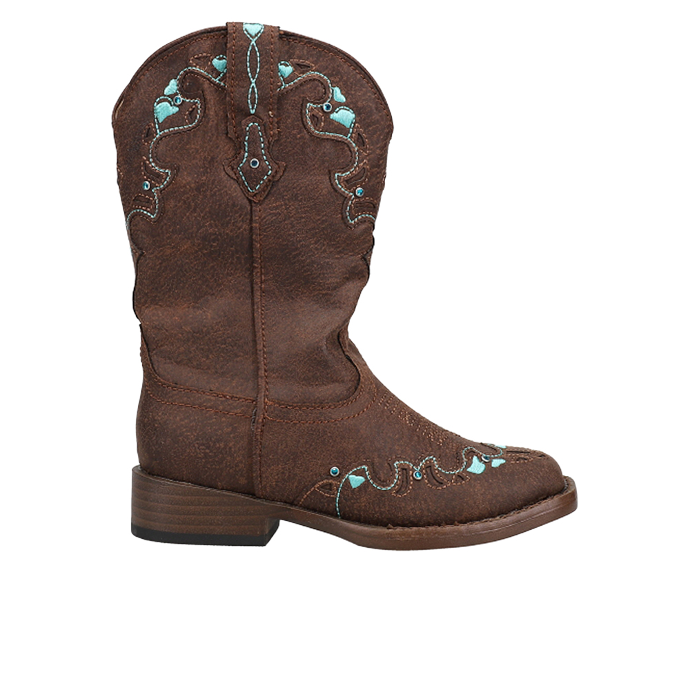 Roper Heart Embroidery Square Toe Cowboy Boots (Little Kid-Big Kid)