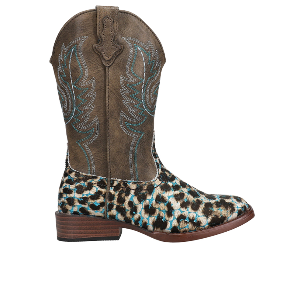 Roper Glitter Leopard Square Toe Cowboy Boots (Little Kid-Big Kid)