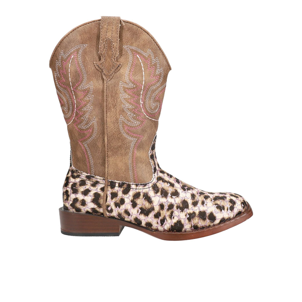 Roper Glitter Leopard Square Toe Cowboy Boots (Little Kid-Big Kid)