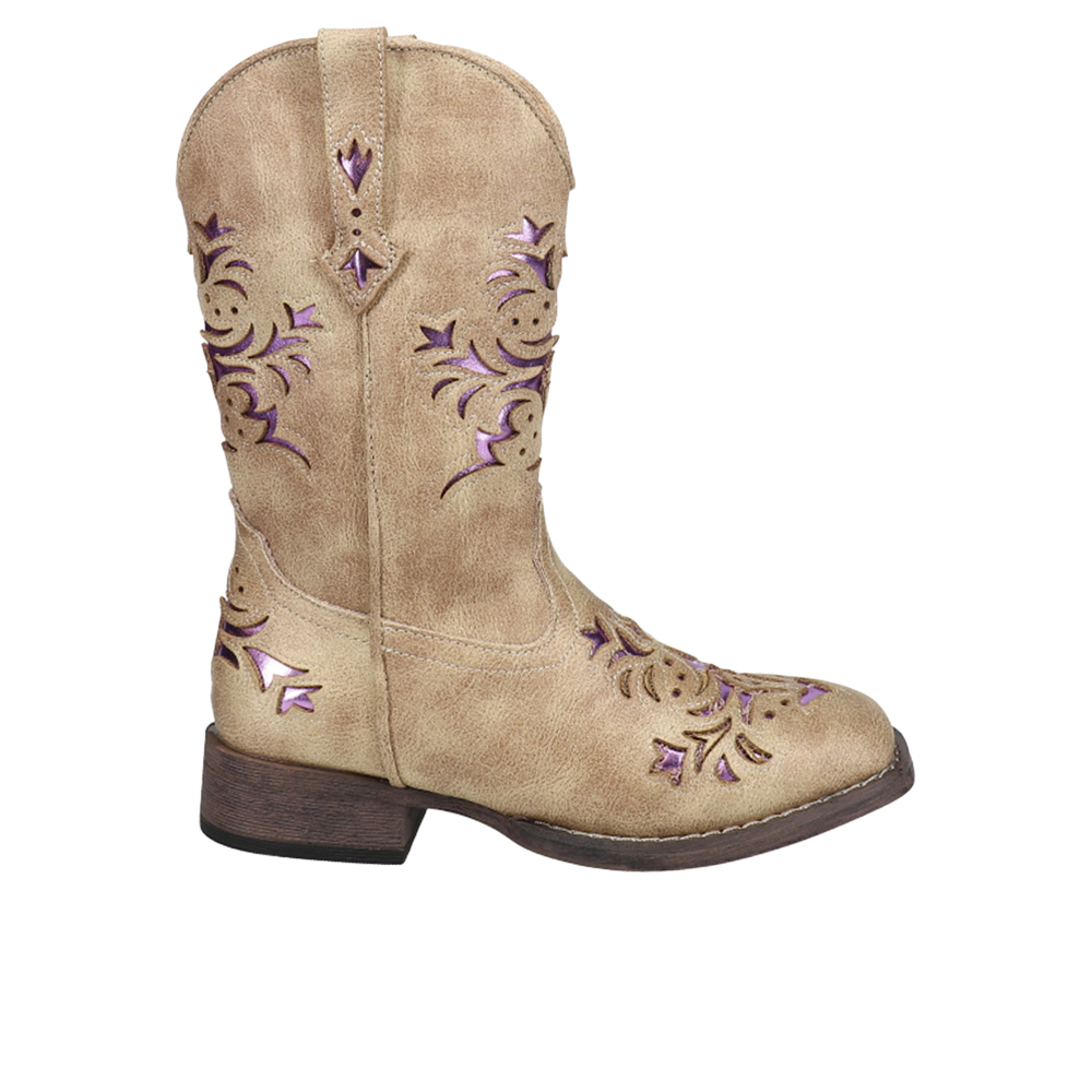 Roper Lola Metallic Square Toe Cowboy Boots (Little Kid)