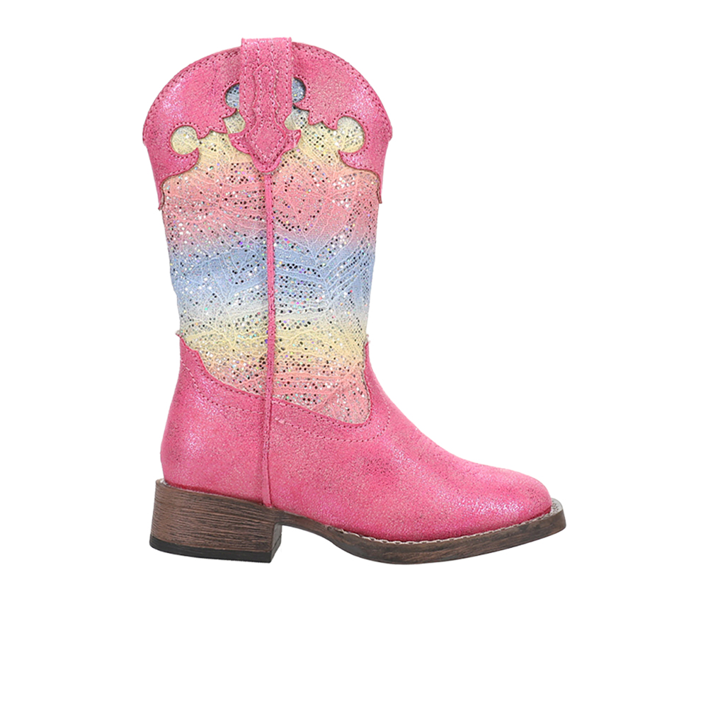 Roper Glitter Lace Square Toe Cowboy Boots (Little Kid-Big Kid)