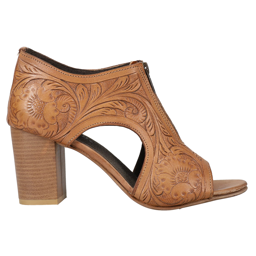 Roper Mika Floral Embossed Block Heel Sandals