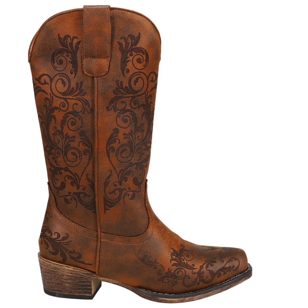 Roper Tall Stuff Snip Toe Cowboy Womens Brown Casual Boots