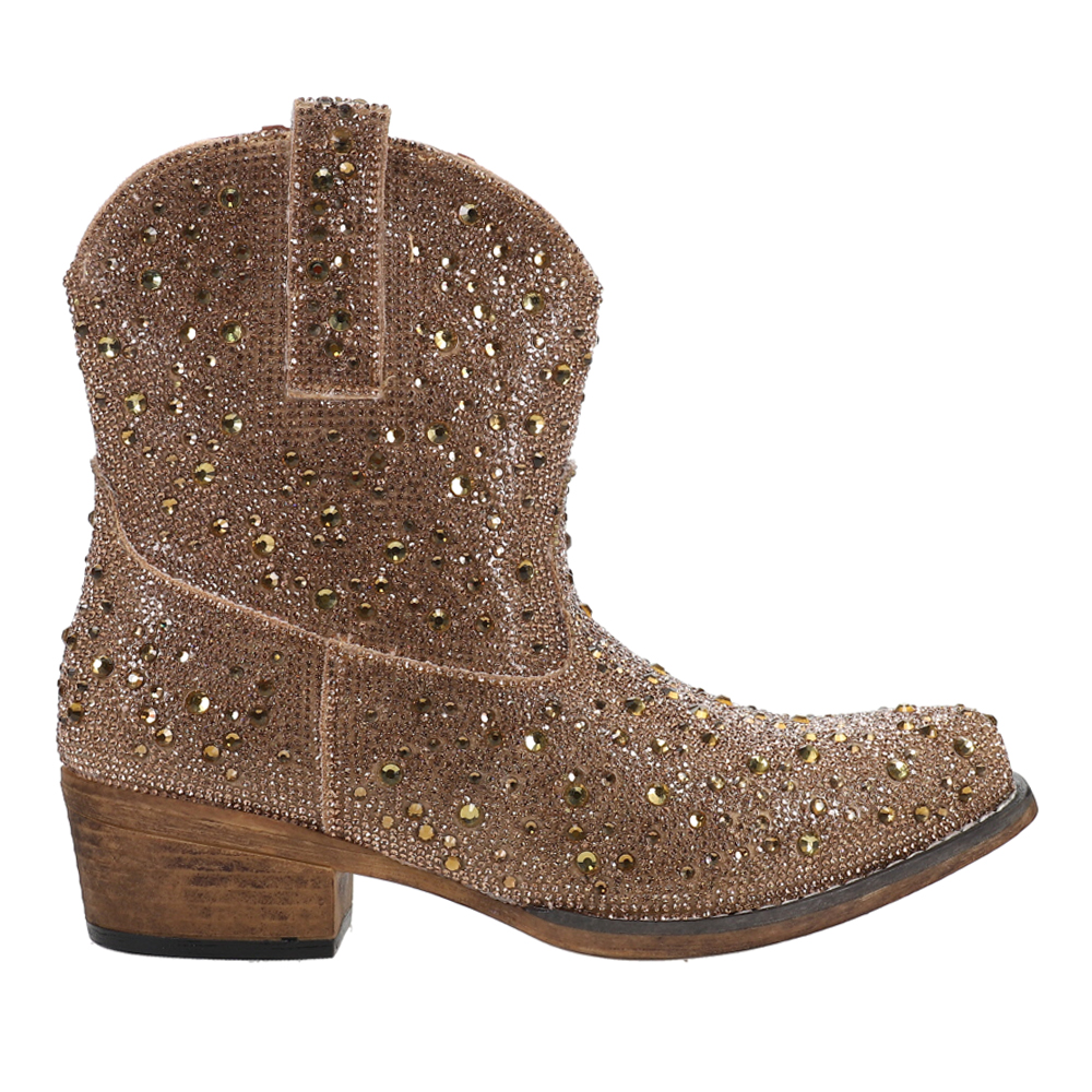 Roper Shay Jewells Rhinestone Snip Toe Cowboy Booties Womens Brown