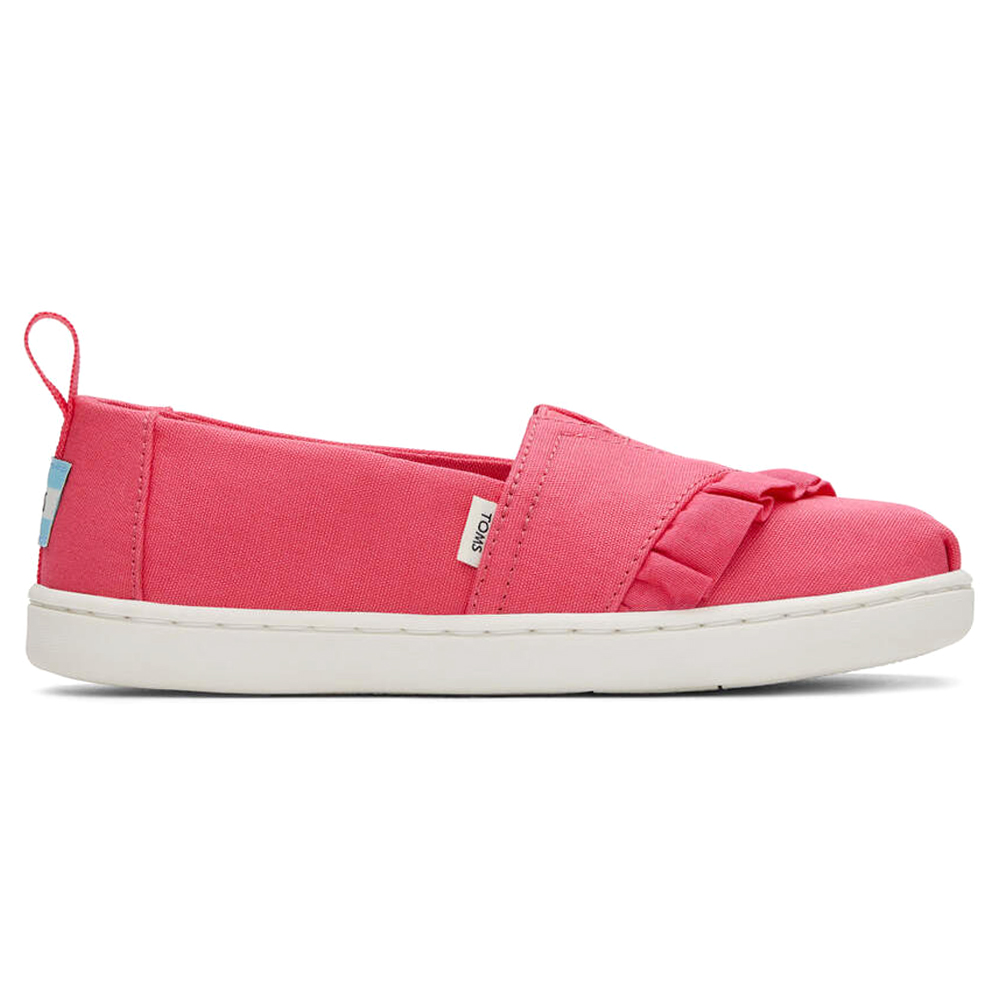 

TOMS Alpargata Слипоны с оборками для девочек, размер  м, туфли на плоской подошве, повседневные, повседневные 10017769T, Розовый, TOMS Alpargata Ruffle Slip On Youth