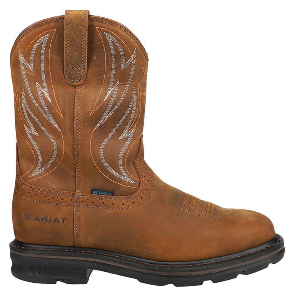 Ariat Sierra Shock 10-дюймовая водонепроницаемая рабочая мужская коричневая рабочая обувь с мягким носком