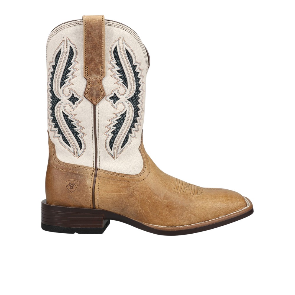 Men's Rowder VentTEK 360 Wide Square Toe Cowboy Boots in Marbled Tan White Full-Grain Leather, Size: 11.5 D / Medium by Ariat