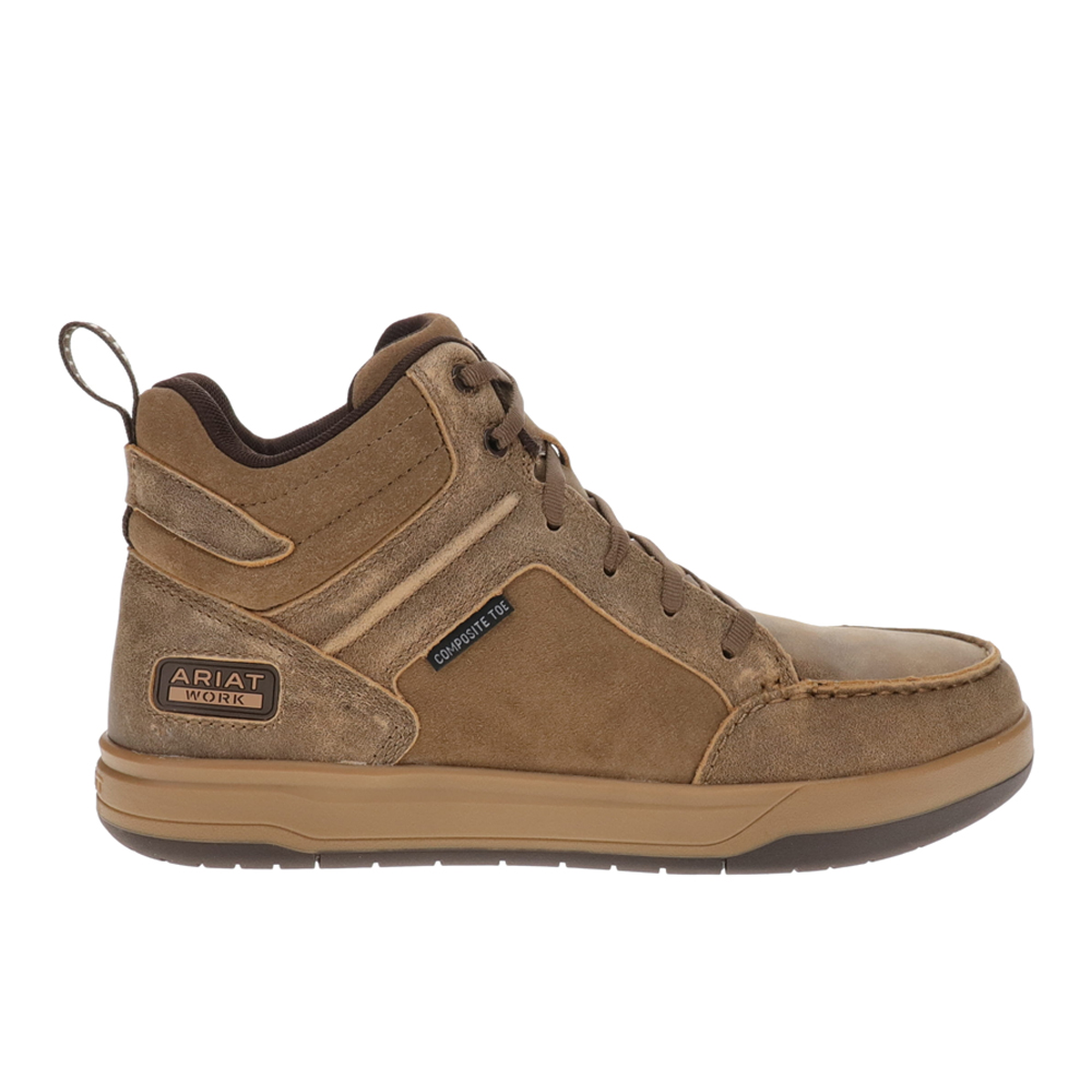 Men's Outmatch Mid Composite Toe Work Shoe Safety Shoes in Brown Bomber Full-Grain Leather, Size: M 8.5/ W 10 EE / Wide by Ariat