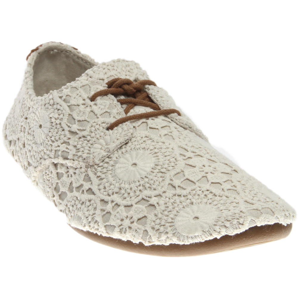 Sanuk Womens Bianca Crochet Oxford Lace Up Shoes Flats White 1015892 Shoes 