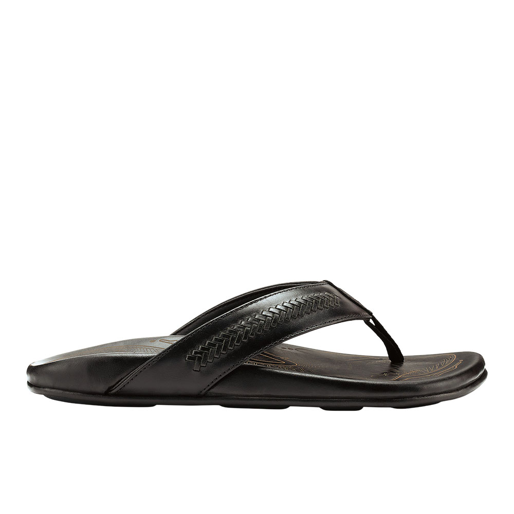 OluKai Men's Mea Ola Flip Flop, Size 10, Black/Dark Shadow