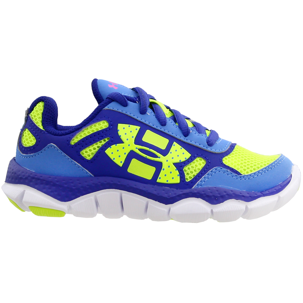 Blue, White, Yellow Boys Under Armour Micro Engage Running Shoes (Little Kid)