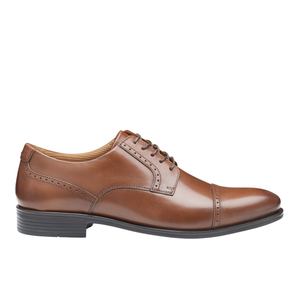 Johnston & Murphy Men's Reeve Cap Toe Dress Shoe - Brown full grain
