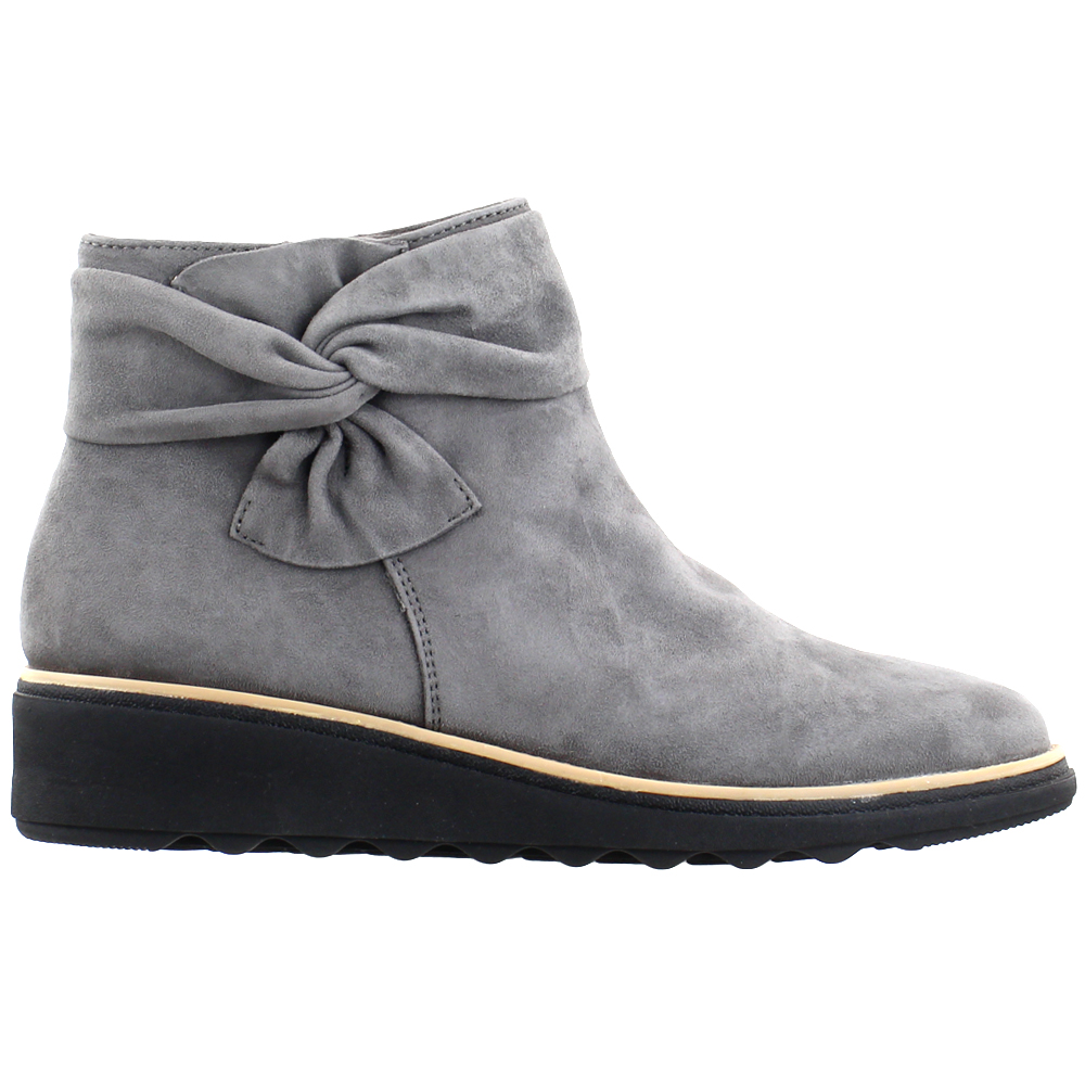 clarks suede ankle boots with bow sharon salon