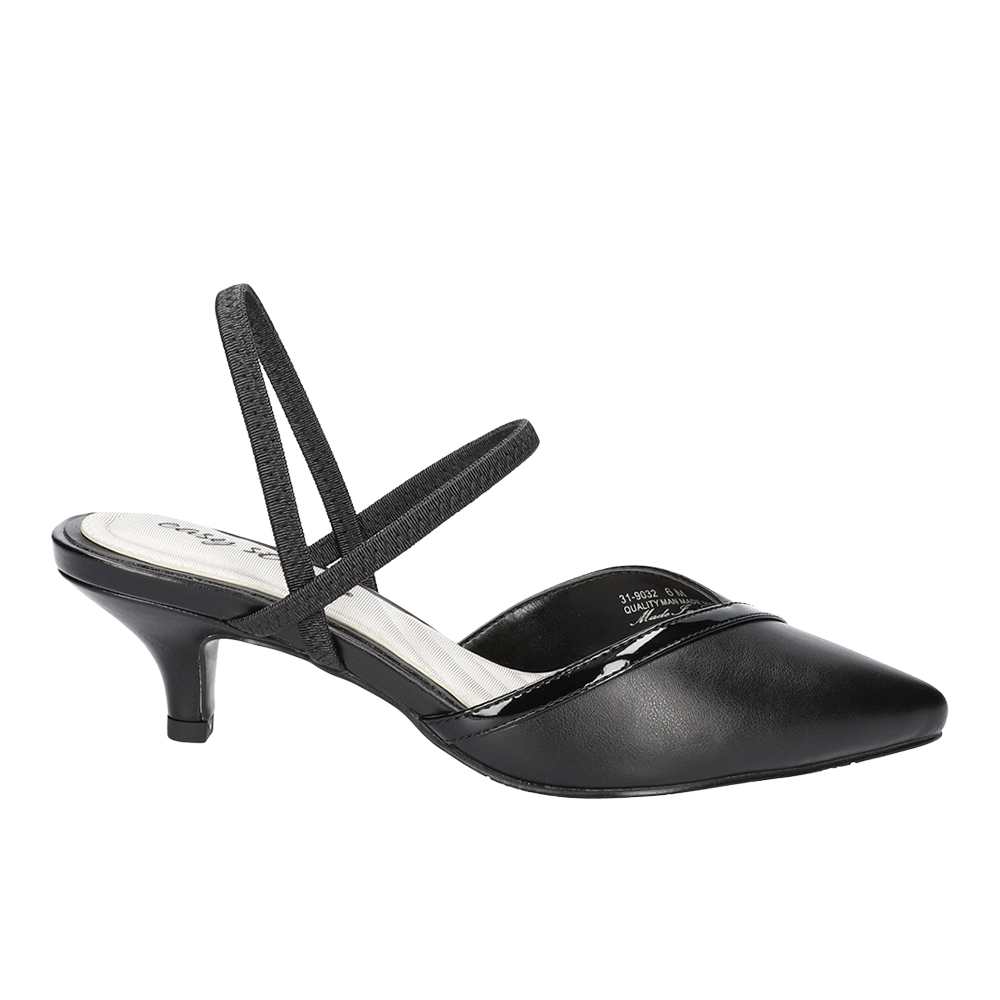 Easy Street Unna Womens Pointed Closed Toe Kitten Heel Pumps, 5 Medium, Black