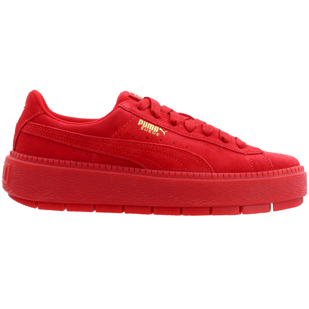 red puma suede platform