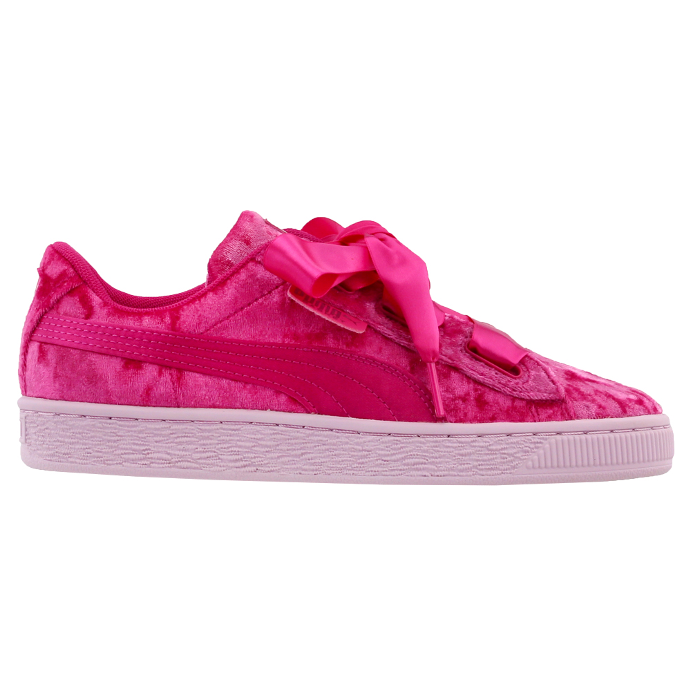 arrival Colleague marketing Shop Pink Girls Puma Basket Heart Velour Sneakers (Big Kid)