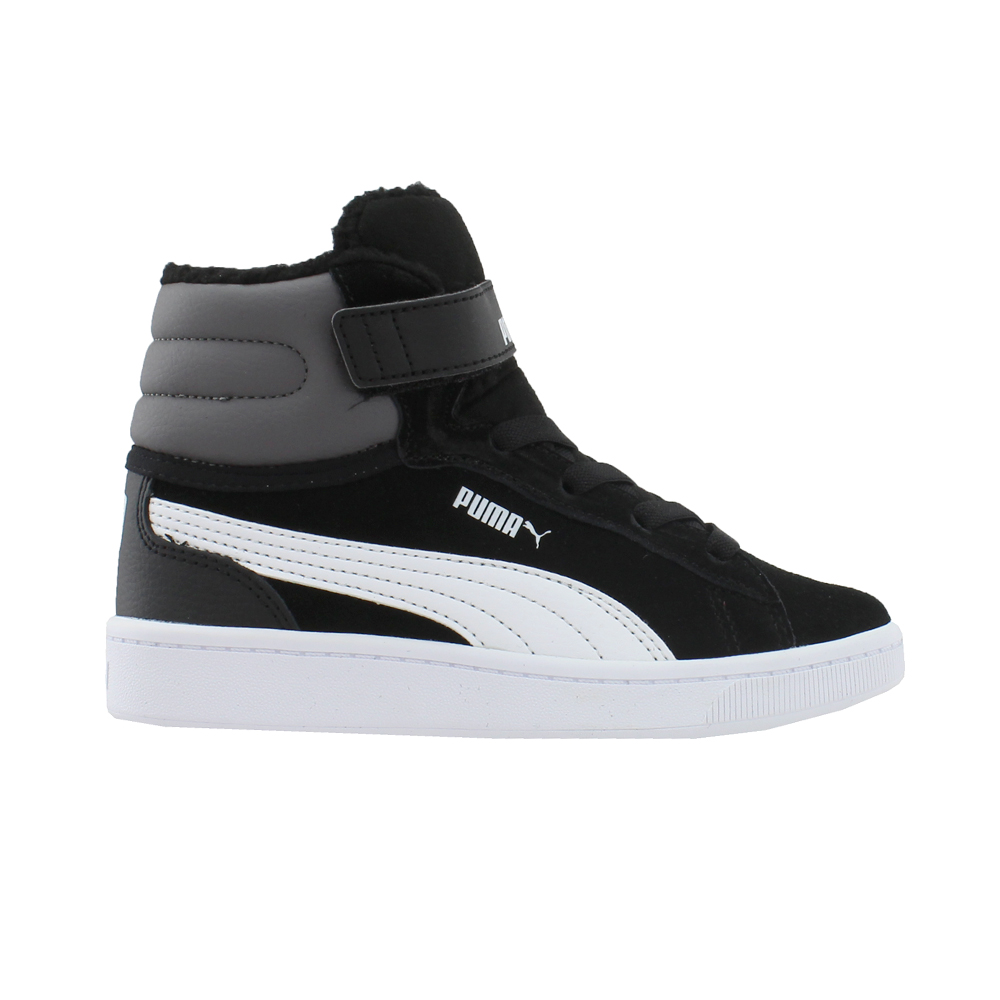Puma Vikky V2 Mid Fur Sneakers (Little Kid-Big Kid) Black Girls Lace Up  Sneakers