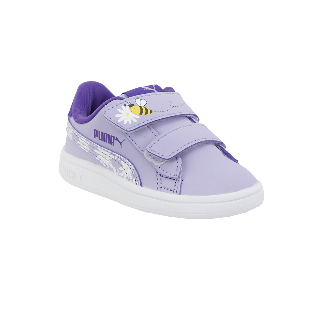 Puma Smash V2 Bees Slip On Sneakers (Infant-Little Kid) Purple Girls Slip  On Sneakers