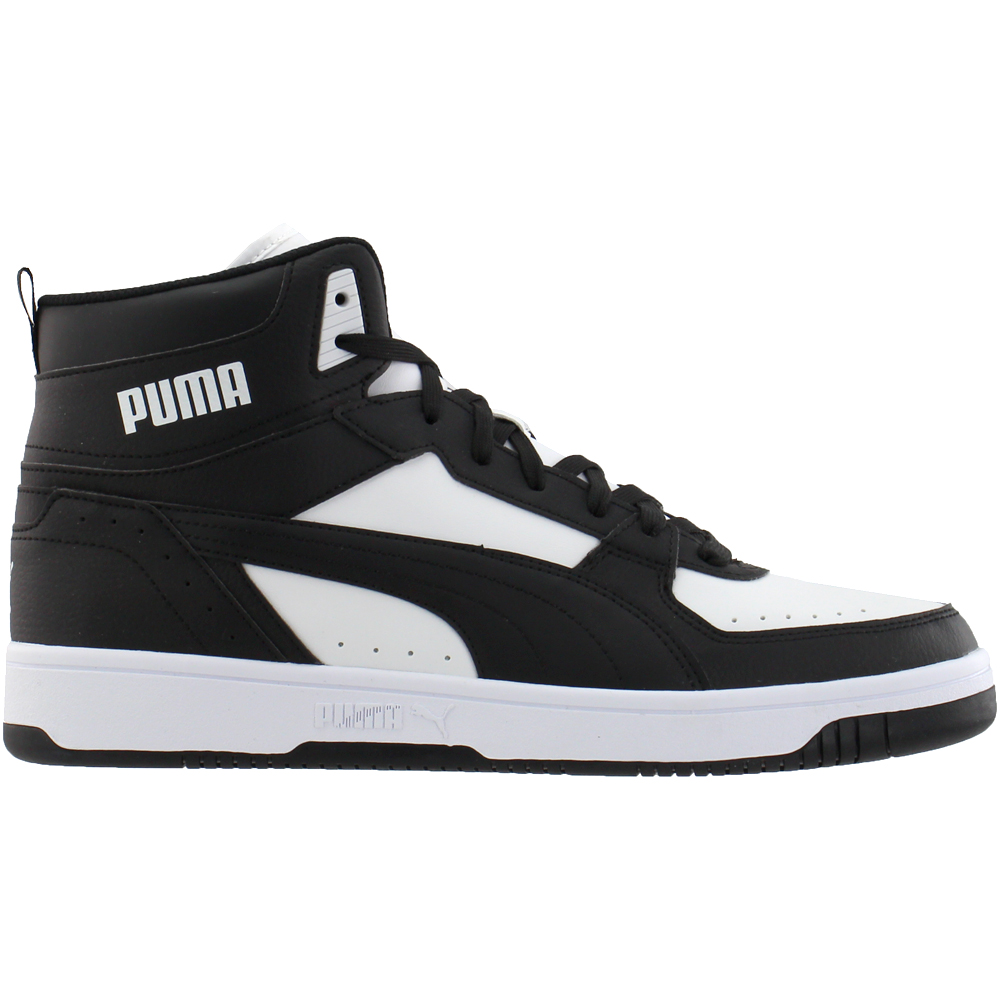 black leather puma sneakers