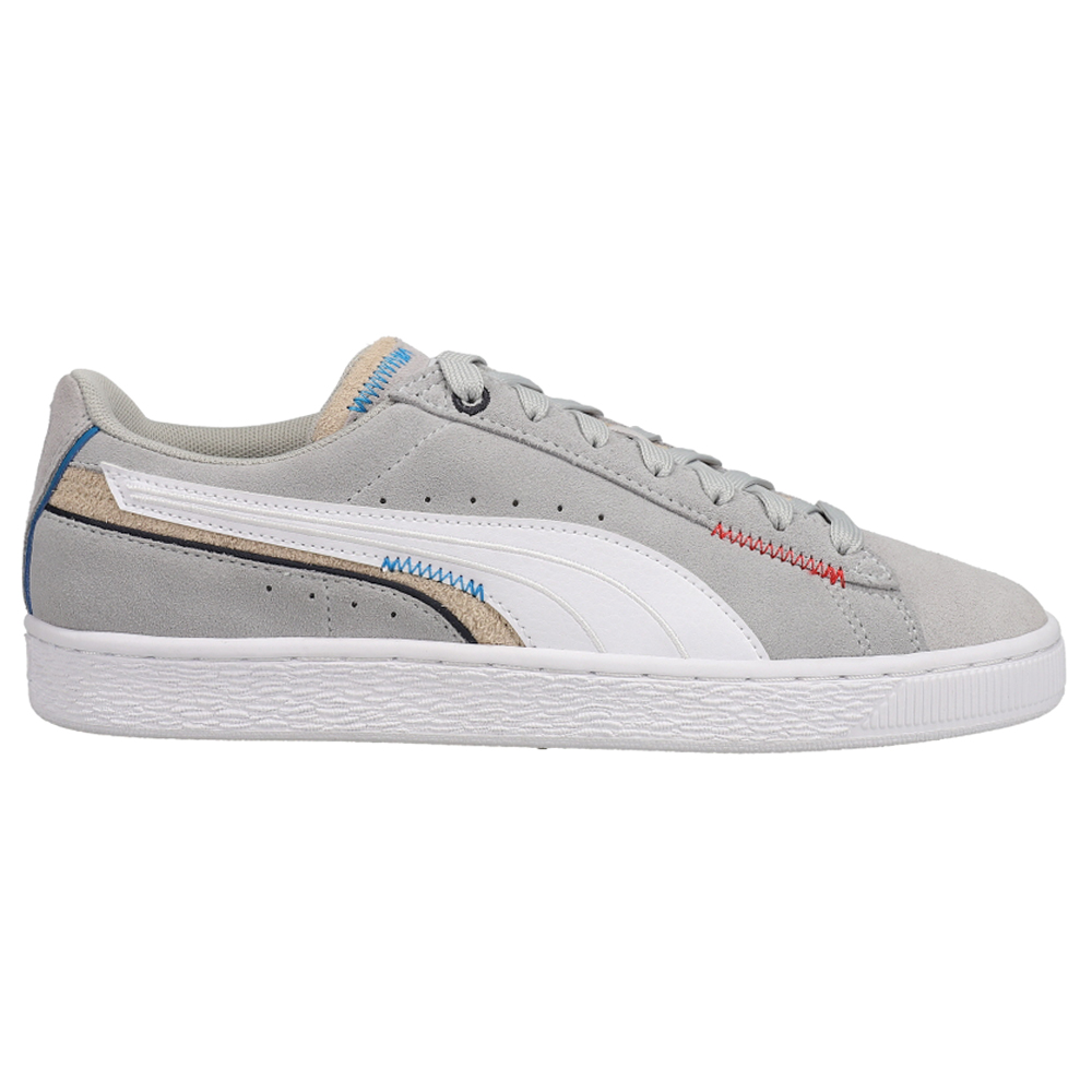 Shop Grey Puma Suede Lace Up Sneakers