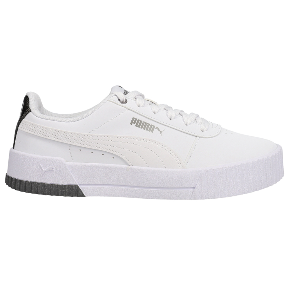 Puma Carina Raw Metallics Women's Sneakers, White/Silver, 8.5