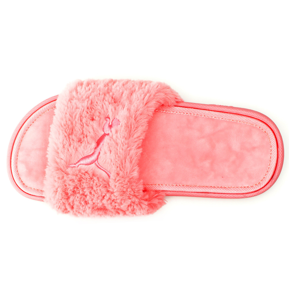 pink fluffy slippers puma