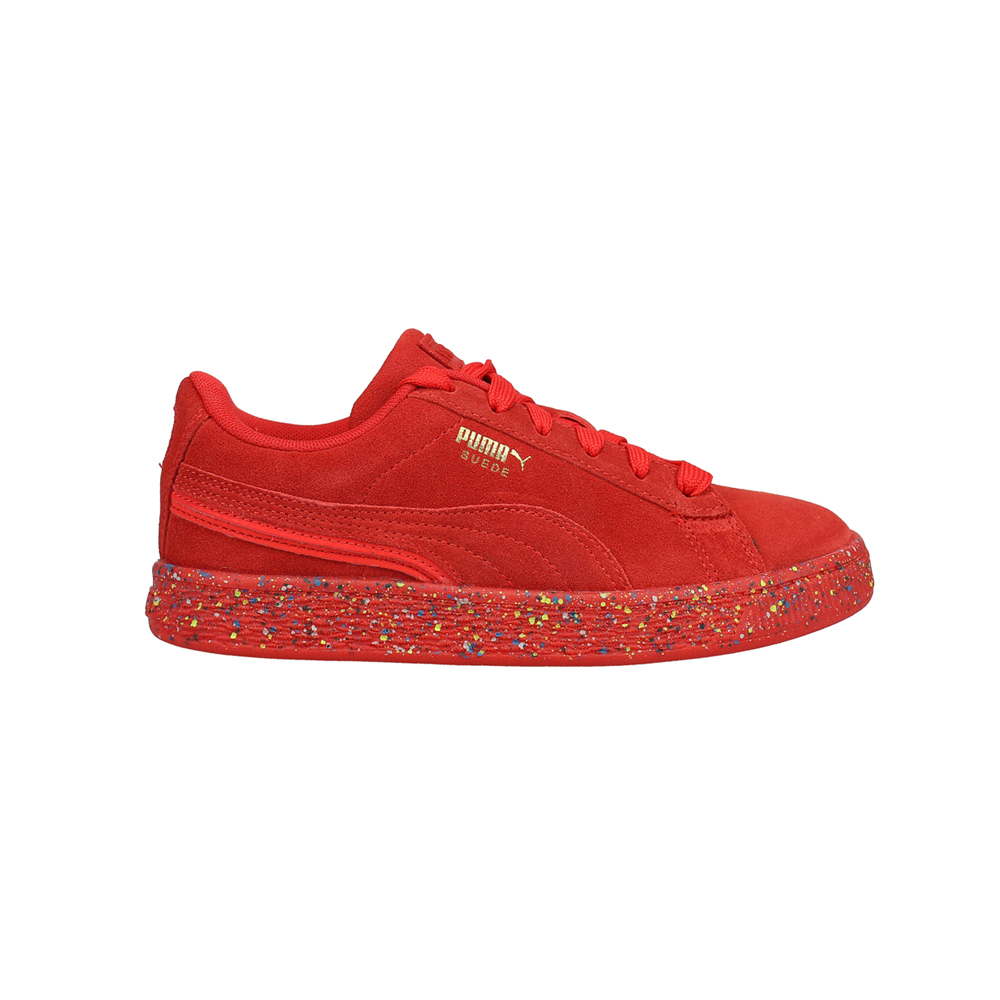 Puma Suede Mono Triplex Lace Up Youth Boys Red Sneakers Casual Shoes  38685402