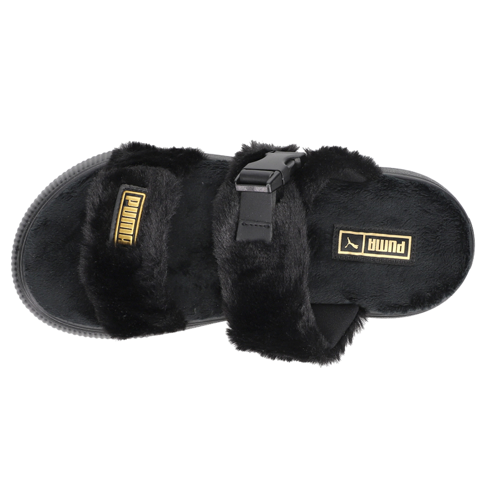 Puma furry slides outlet black