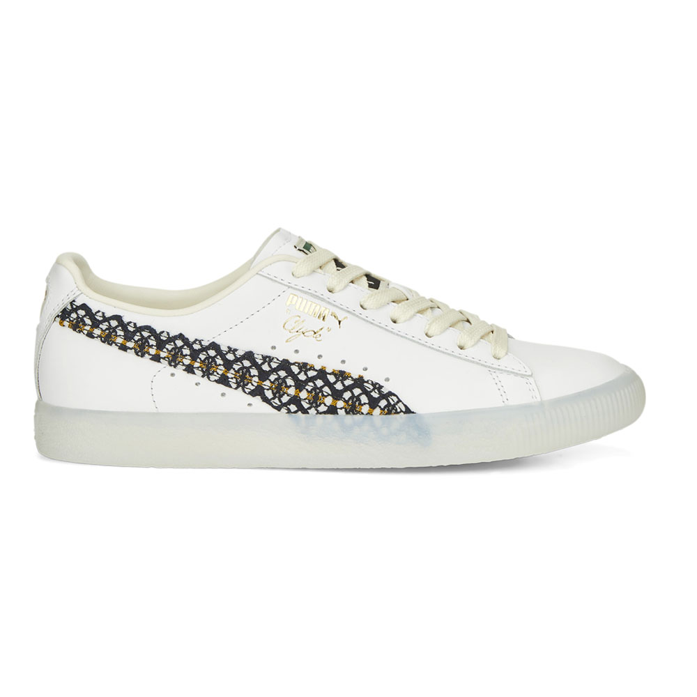 【PUMA】Clyde Summer Breeze Women's Sneakers PUMA Clyde Summer Breeze Lace Up Womens White Sneakers
