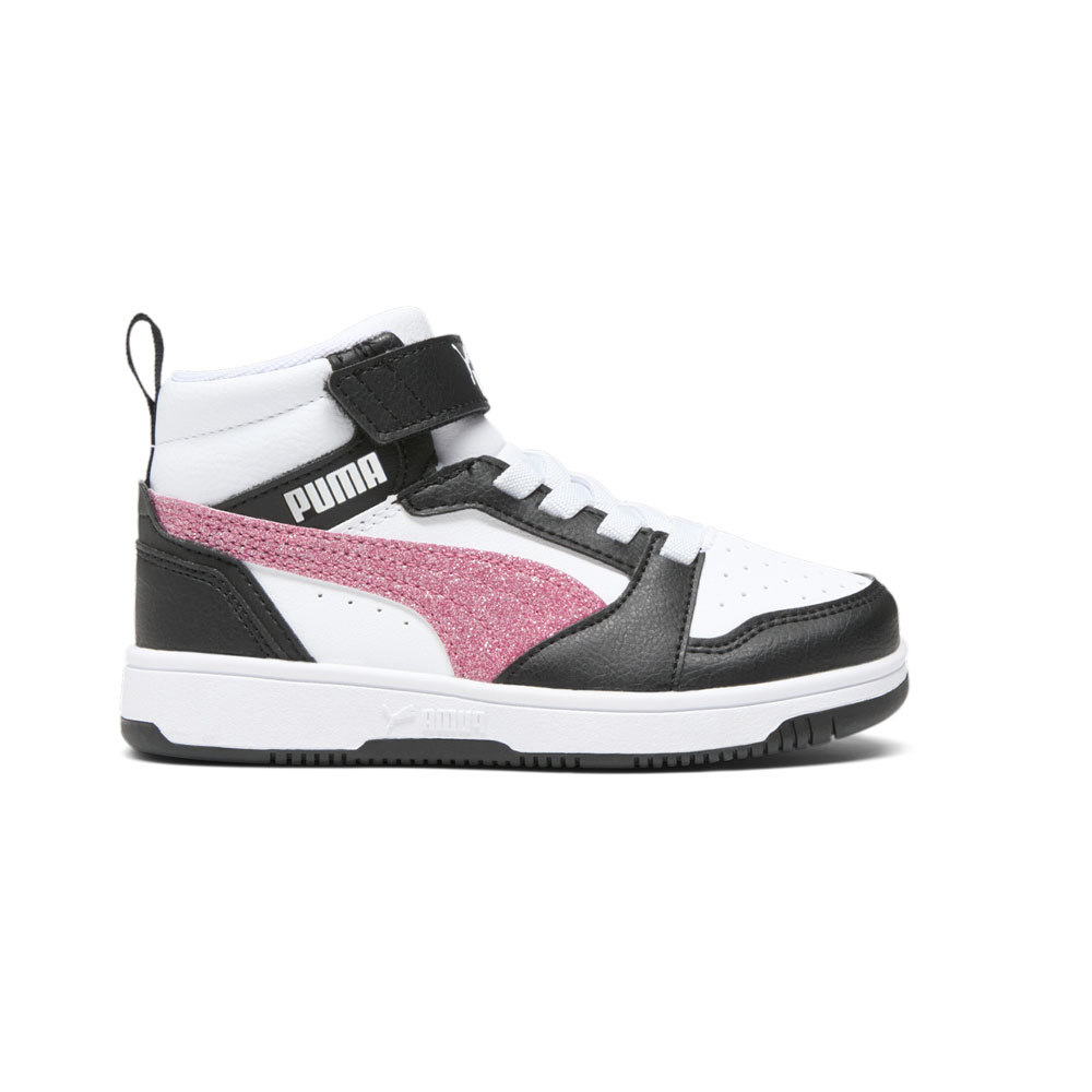 PUMA Rebound V6 Mid Glitz Perforated High Top Sneakers (Youth)