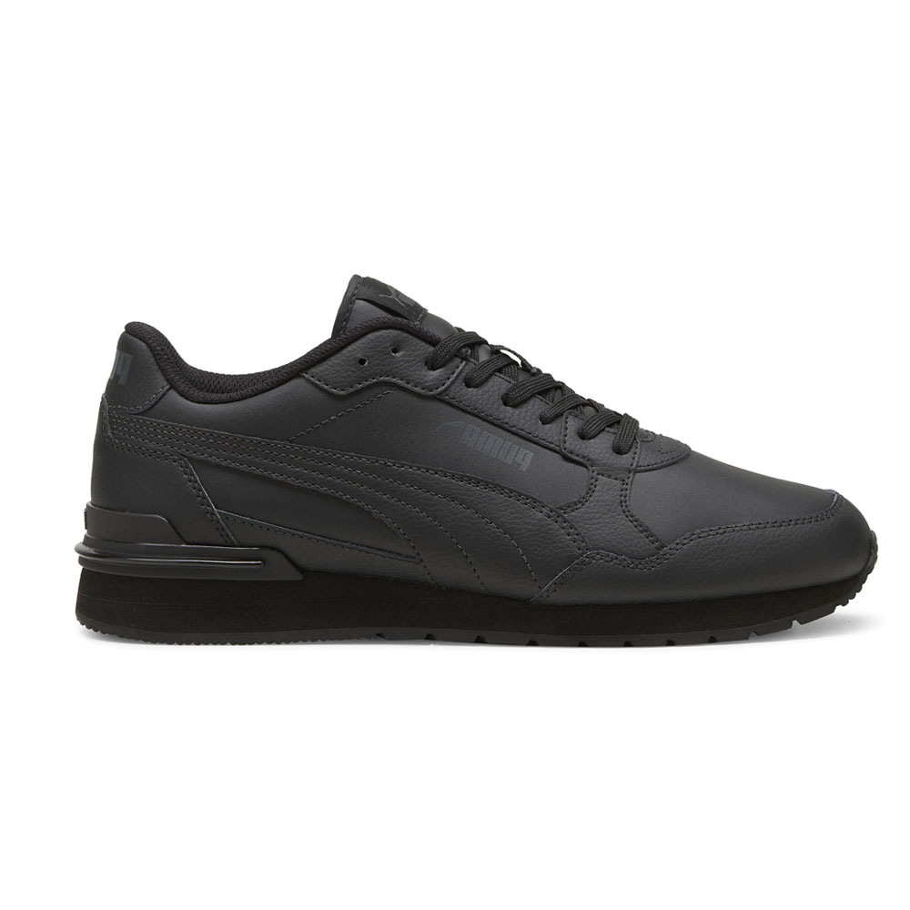 黒 PUMA St Runner V4 Lace Up Mens Black Sneakers Casual Shoes