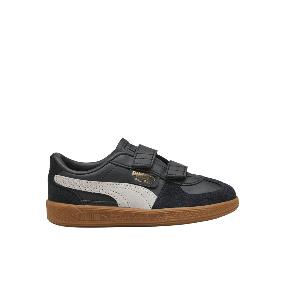 PUMA Palermo Elevata Leather Little Kids' Easy On Sneakers in Black, Size 3