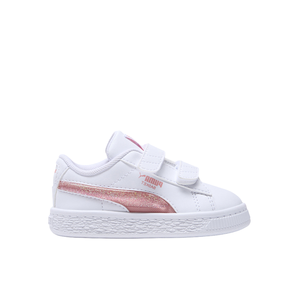 PUMA Basket Glitter Toddlers' Sneakers in White, Size 5