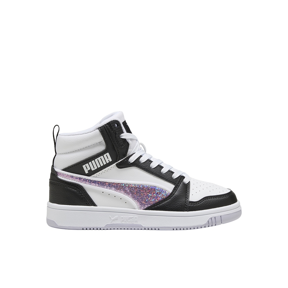 PUMA Rebound V6 Mid Sequins Lace Up Sneakers (Youth)