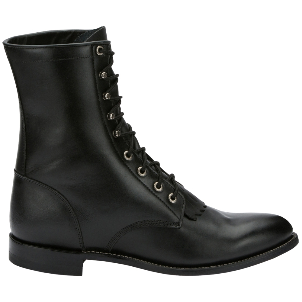 black justin lace up work boots
