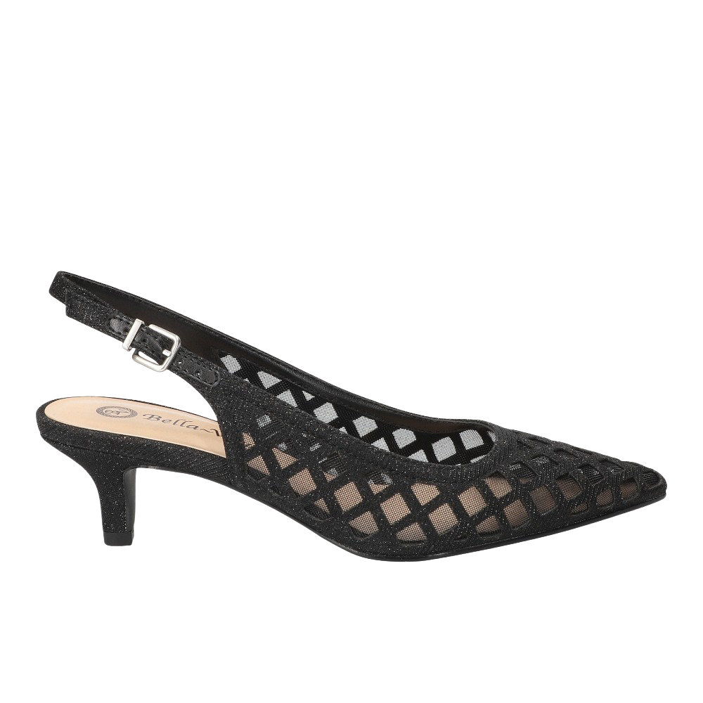 Bella Vita Women's Noel Slingback Pointed Toe Pumps - Black Glitter