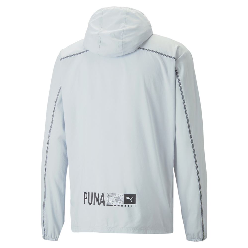Puma Plcd Hooded Full Zip Running Jacket Mens Grey Casual Athletic Outerwear 522