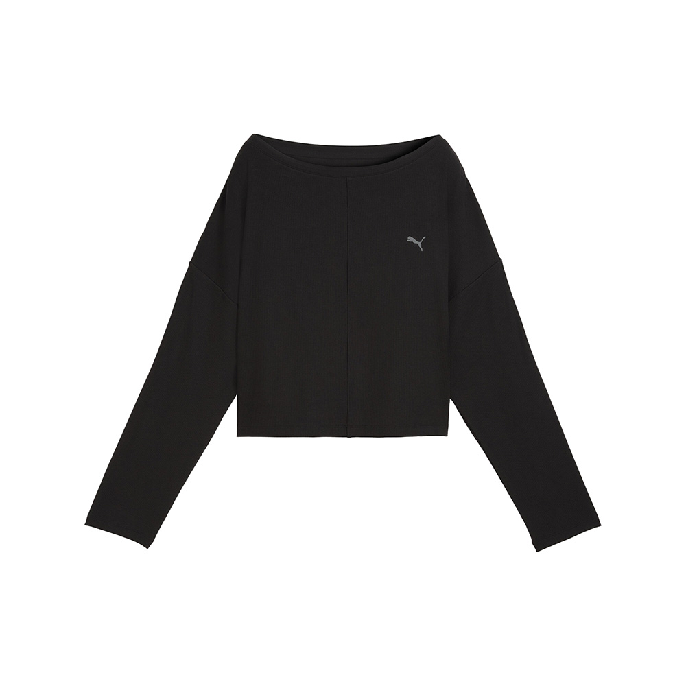 PUMA Cloudspun Ultra Soft Women's Ribbed Cloud Long Sleeve T-Shirt in Black, Size L