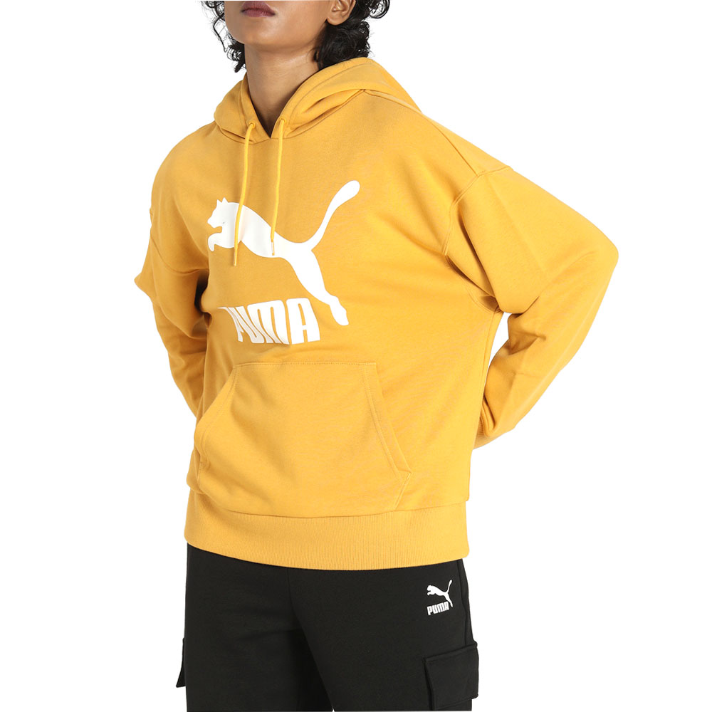 Puma Classics Logo Pullover Hoodie Женская желтая повседневная верхняя одежда 530075-37