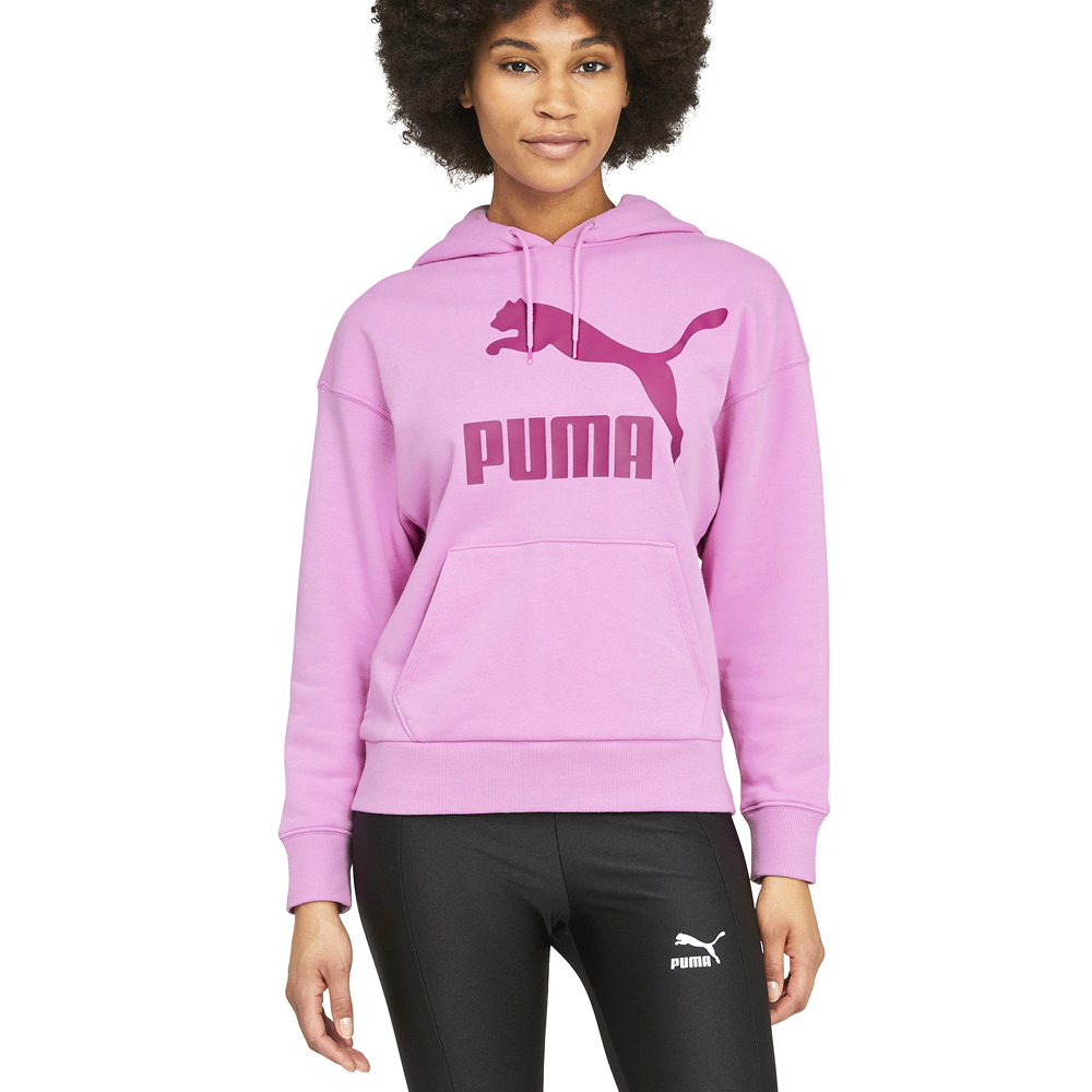 Shop Pink Womens Puma Classics Logo Pullover Hoodie