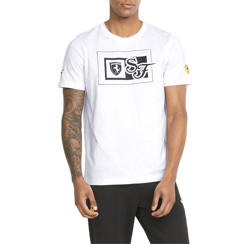 Puma Sf Race Graphic Crew Neck Футболка с короткими рукавами Мужские белые повседневные топы 53374