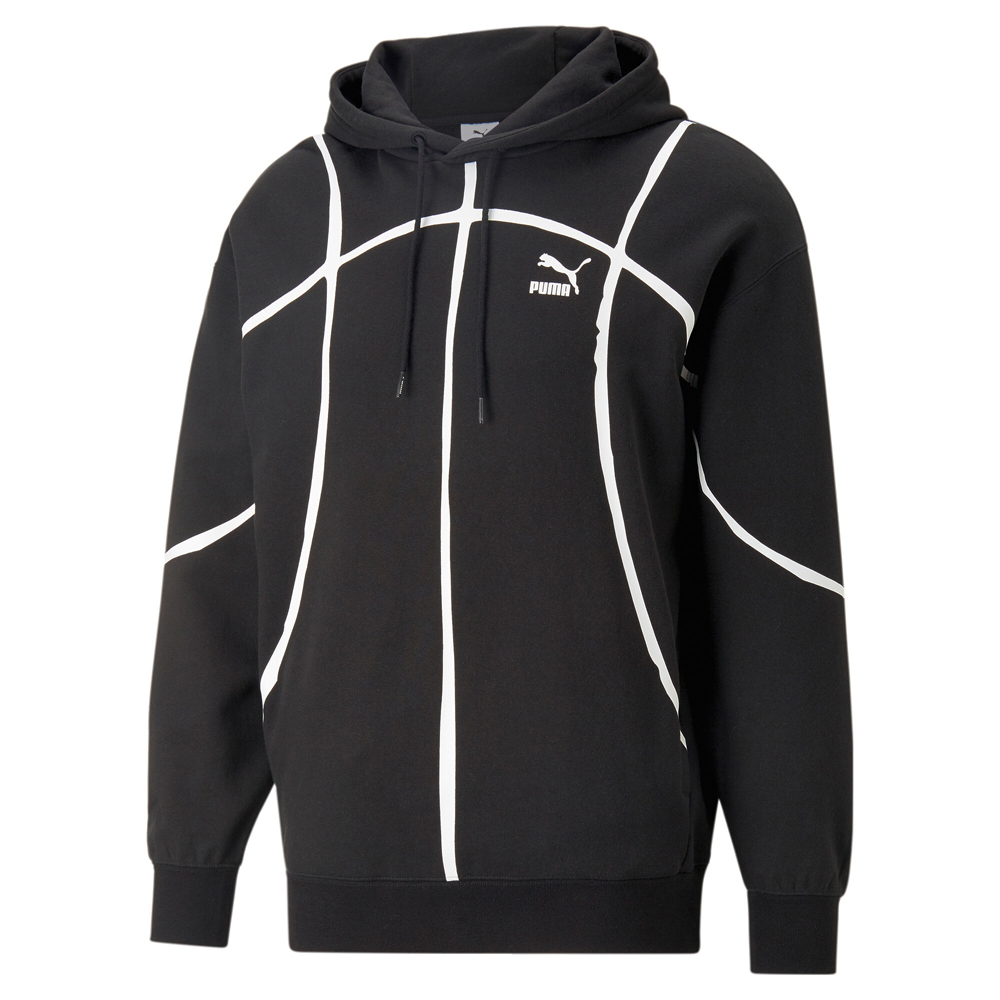 Puma Vides X Striped Pullover Hoodie Mens Black Casual Athletic