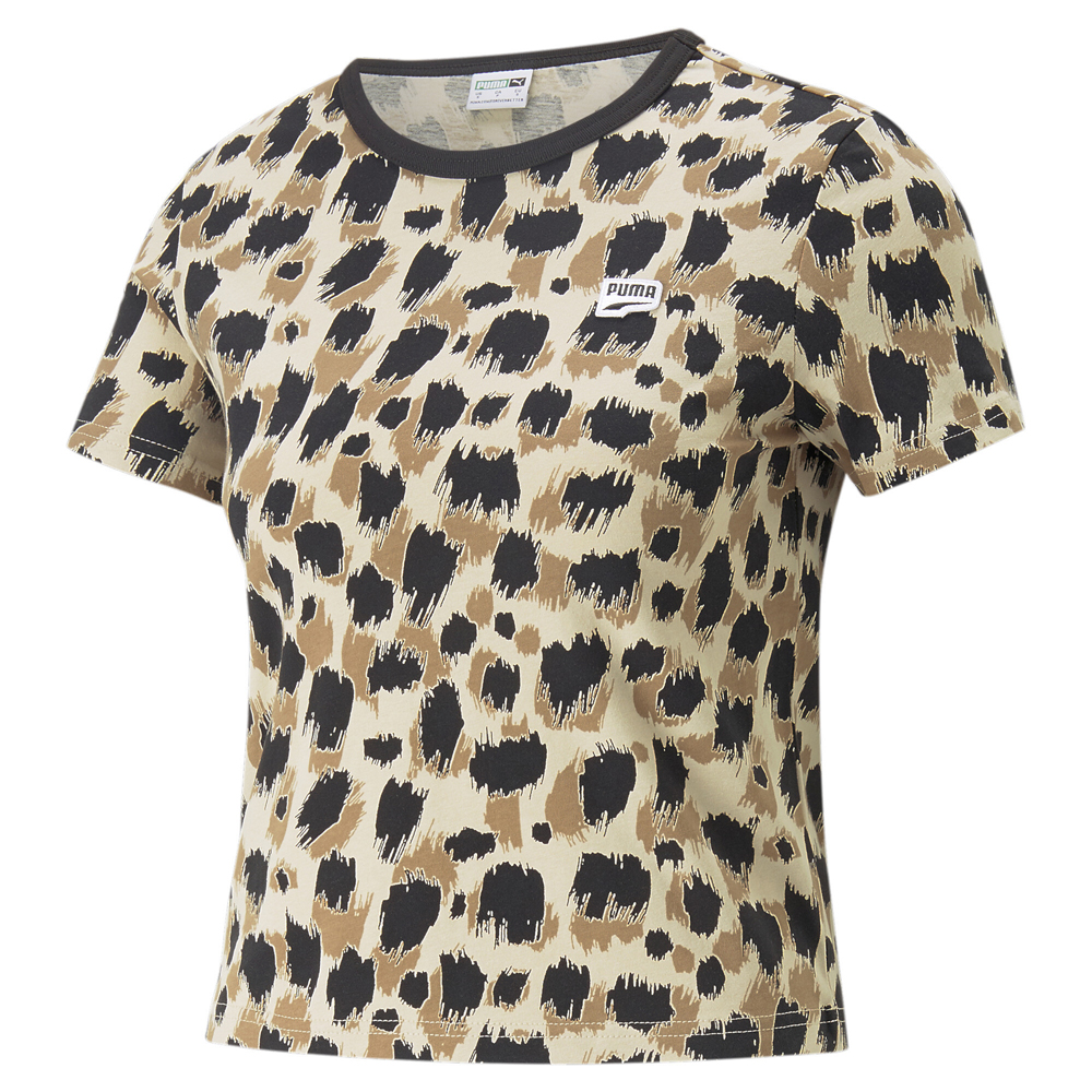 eBay Tops Womens Puma Aop Crew Slim Casual Neck T-Shirt Beige Sleeve 5 | Short Downtown