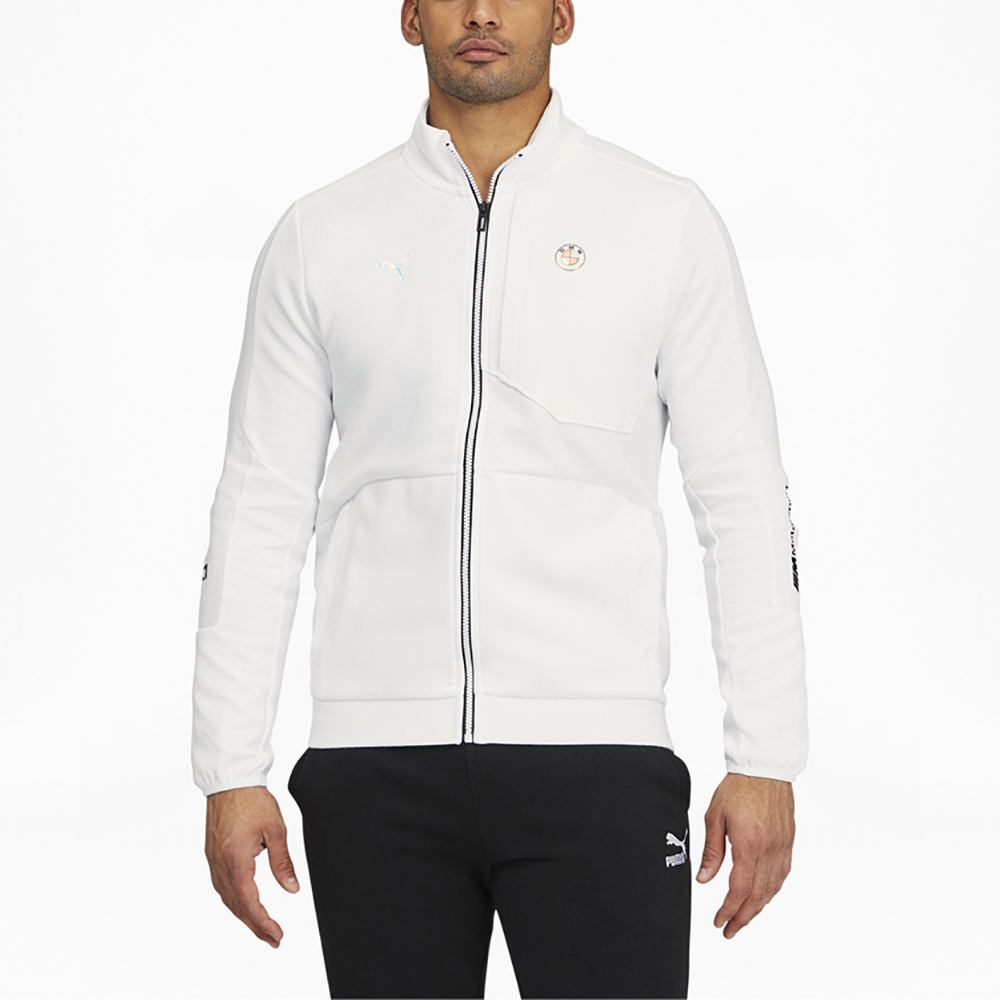 Puma Bmw Mms Rct Sweat Full Zip Jacket Mens White Casual Athletic Outerwear  5994